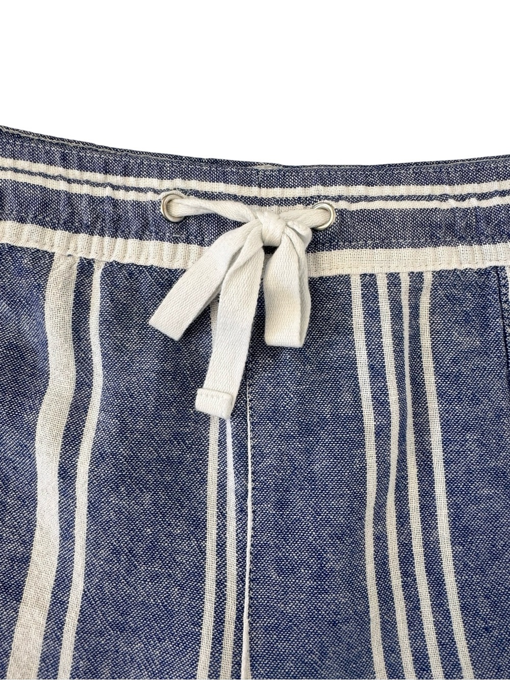 Nautica Linen Blend Blue White Striped Drawstring Shorts XL Pockets - Picture 5 of 7